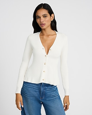 Ultrasoft V-Neck Peplum Cardigan