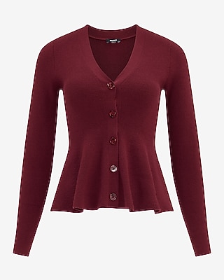 Lightweight V-Neck Peplum Cardigan