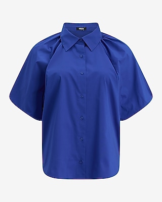 Stretch Cotton Poplin Puff Sleeve Shirt