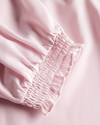 Smocked Short Puff Sleeve Half Button Up Top