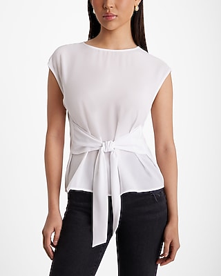 Crew Neck Tie Waist Gramercy Tee - thumbnail 10