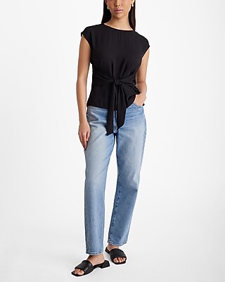 Crew Neck Tie Waist Gramercy Tee - thumbnail 8