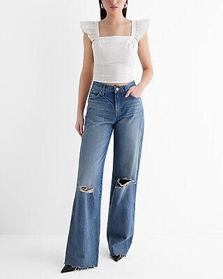Square Neck Flutter Sleeve Smocked Back Top - image 4