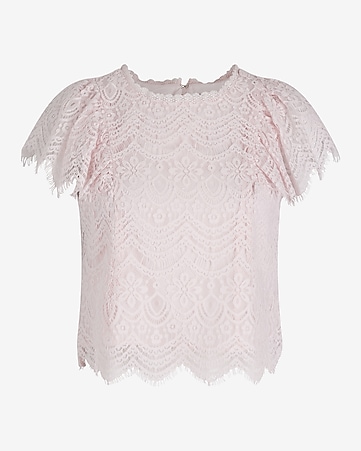 CONTRASTING LACE TOP - Beige-pink