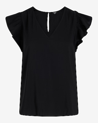 V-Neck Gathered Ruffle Sleeve Gramercy Top