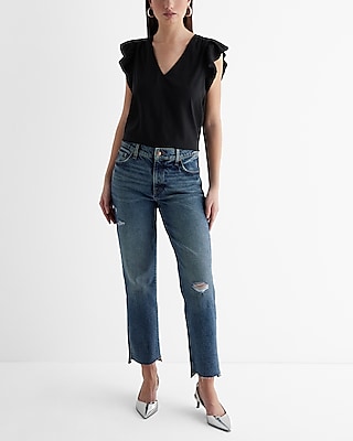 V-Neck Gathered Ruffle Sleeve Gramercy Top
