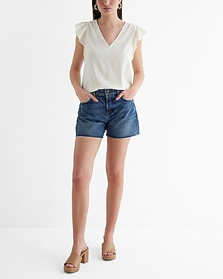 V-Neck Gathered Ruffle Sleeve Gramercy Top