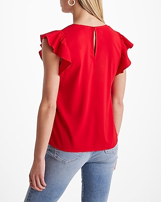V-Neck Gathered Ruffle Sleeve Gramercy Top