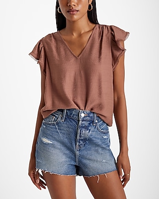 V-Neck Flutter Sleeve Gramercy Tee