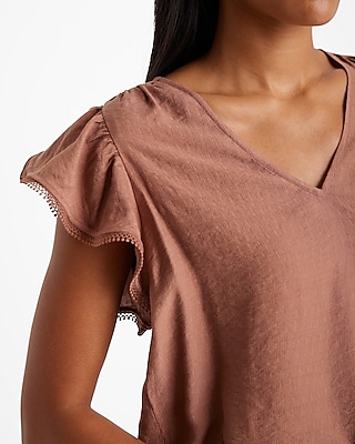 V-Neck Flutter Sleeve Gramercy Tee