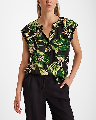 Floral Gathered Half Button Up Gramercy Tee