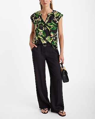 Floral Gathered Half Button Up Gramercy Tee