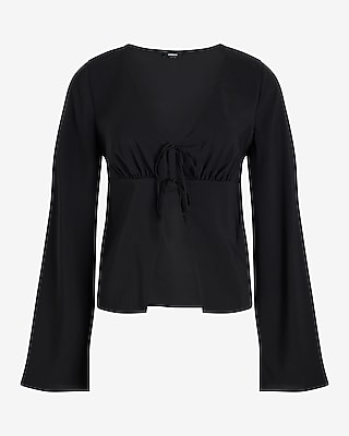TIE WAIST KIMONO BLS SOLIDS 9710848:PITCH BLACK:S