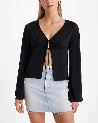TIE WAIST KIMONO BLS SOLIDS 9710848:PITCH BLACK:S