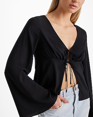 TIE WAIST KIMONO BLS SOLIDS 9710848:PITCH BLACK:S