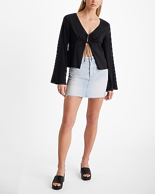 TIE WAIST KIMONO BLS SOLIDS 9710848:PITCH BLACK:S