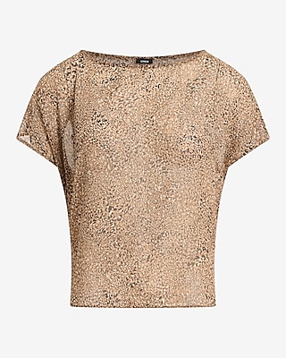 Leopard Crew Neck Woven Top