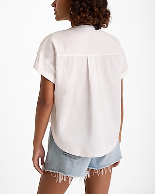 Short Sleeve Lace Up Double Pocket Boxy Tee