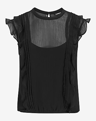 Short Ruffle Sleeve Banded Bottom Top