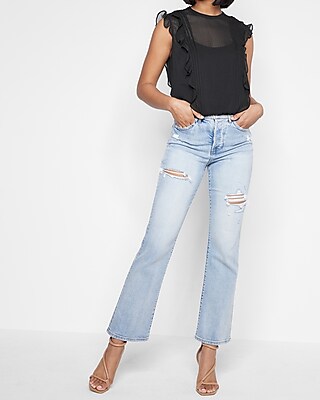 Short Ruffle Sleeve Banded Bottom Top