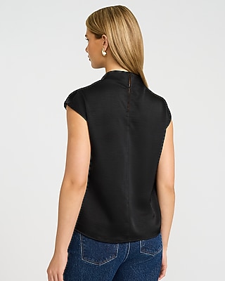 Satin Cowl Neck Cap Sleeve Top - image 2