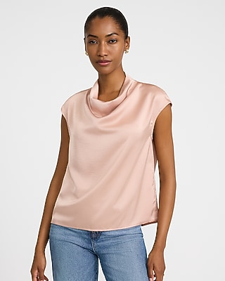 Satin Cowl Neck Cap Sleeve Top - image 4