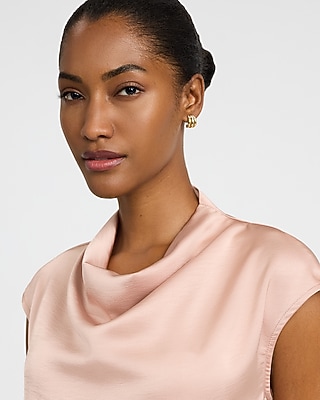 Satin Cowl Neck Cap Sleeve Top - image 5