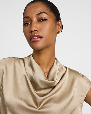 トップス covsl Satin Cowl Neck Cap Sleeve Top | Express