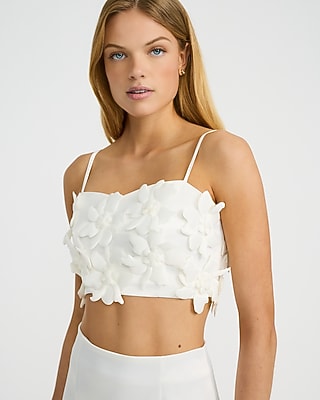 3d Floral Smocked Back Cropped Cami | Express