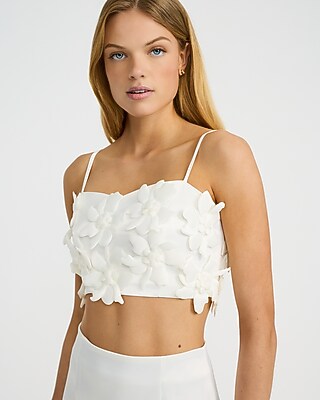 3d Floral Smocked Back Cropped Cami | Express