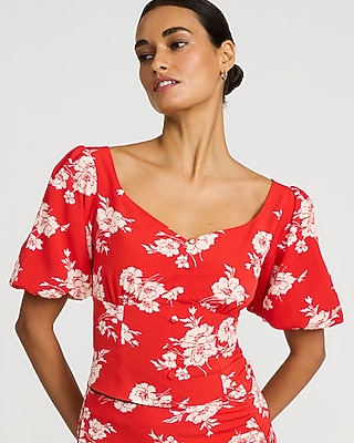 Puff Sleeve Button Front Top