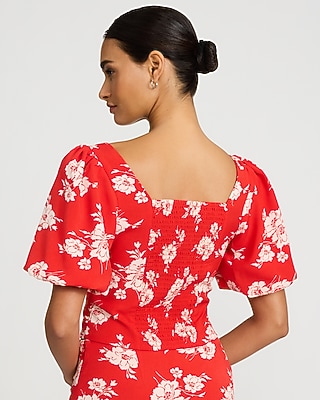 Puff Sleeve Button Front Top