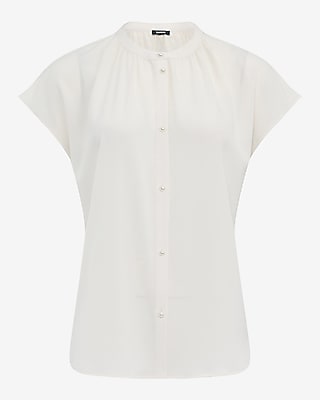 Crew Neck Short Sleeve Novelty Button Front Top