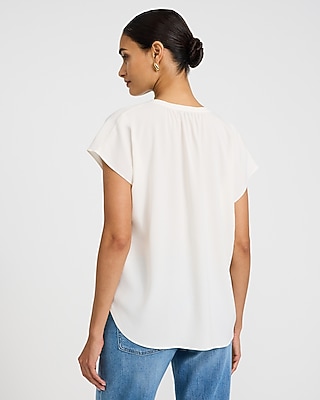 トップス C.E AS Staircase4 SHORT SLEEVE CREW NECK Crew Neck Short Sleeve Novelty Button Front Top | Express