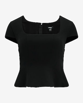Studio Stretch Twill Short Sleeve Peplum Tailored Top - image 4