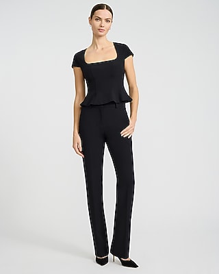 Studio Stretch Twill Short Sleeve Peplum Tailored Top - image 3