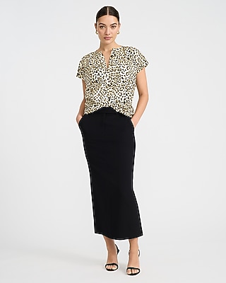 Printed Crew Neck Cap Sleeve Novelty Button Front Top