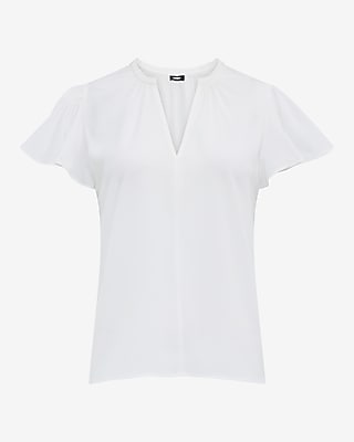 V-Neck Flutter Sleeve Top