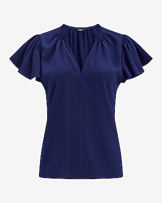 V-Neck Flutter Sleeve Top