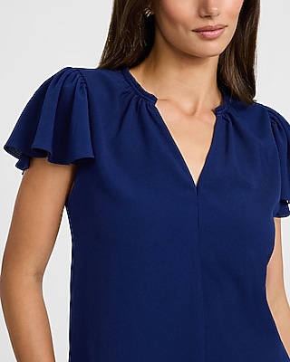V-Neck Flutter Sleeve Top