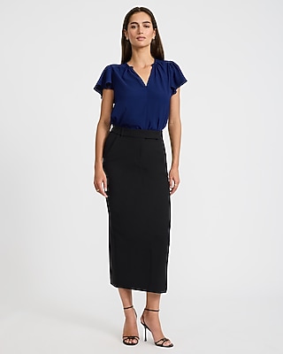 V-Neck Flutter Sleeve Top