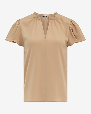 V-Neck Flutter Sleeve Top