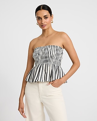 Striped Twist Front Sweater Tube Top | Express