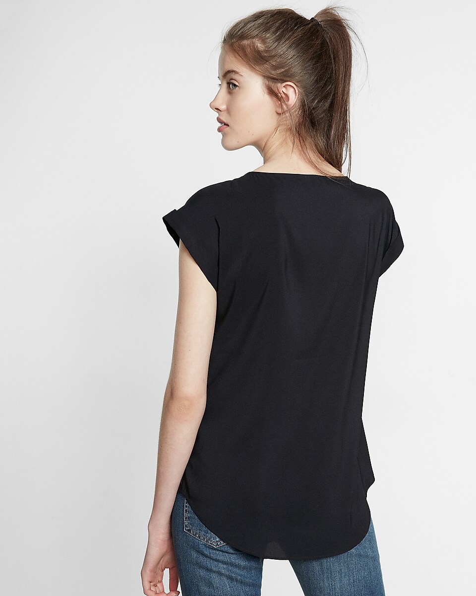 Solid Strappy Cross Front Tee | Express