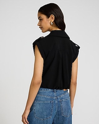 V-Neck Short Sleeve Cinched Hem Top