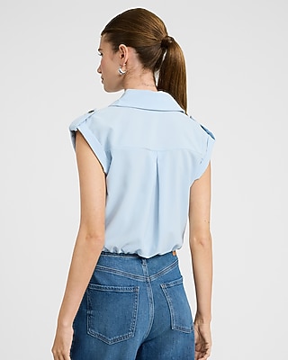 V-Neck Short Sleeve Cinched Hem Top - image 3