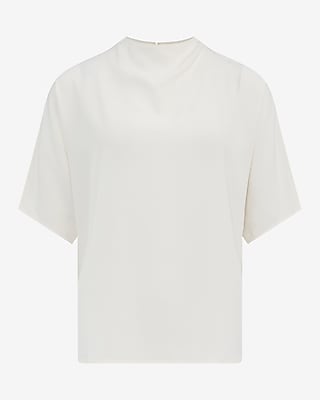 Relaxed Short Sleeve Mock Neck Top