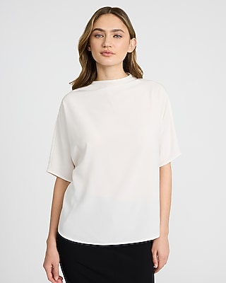 Relaxed Short Sleeve Mock Neck Top