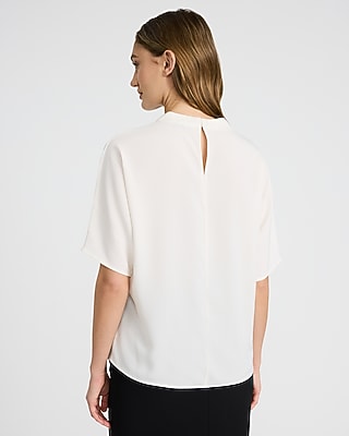 Relaxed Short Sleeve Mock Neck Top