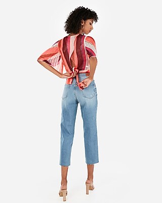 pleated kimono sleeve surplice wrap blouse